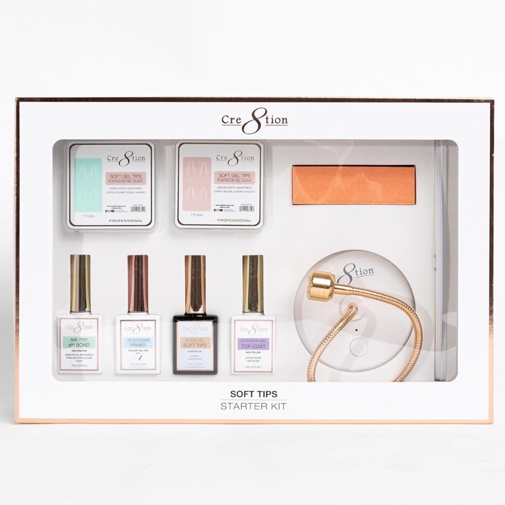 Cre8tion Professional Soft Tip Nail Extension Set With Lamp
